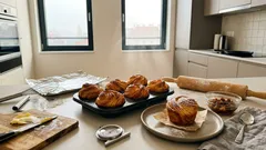 Velikonoční krafín (cruffin) s rozinkami: nadýchané vrstvy a detail, který zvýrazní spirálu