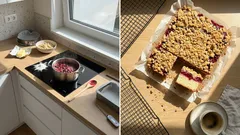 Šťavnatý ovocný koláč s drobenkou, který mizí z plechu: stačí pohlídat jeden detail