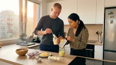 Jemný vrstvený salát s vejci, sýrem a zeleným jablkem – kontrast, který funguje