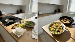 Salát s opečeným sýrem a hrozny hotový za 10 minut – malý trik, díky kterému chutná jako z bistra